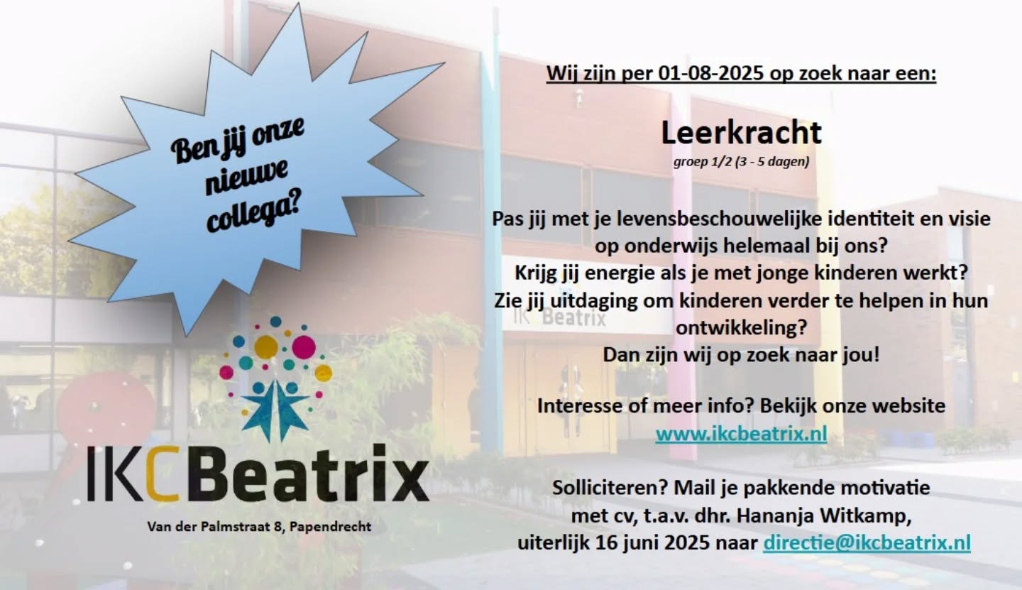 Vacature leerkracht groep 1-2